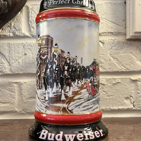 Budweiser Anheuser 1992 Holiday Series Beer Stein CS167 “A‎ Perfect Christmas” - Picture 5 of 9